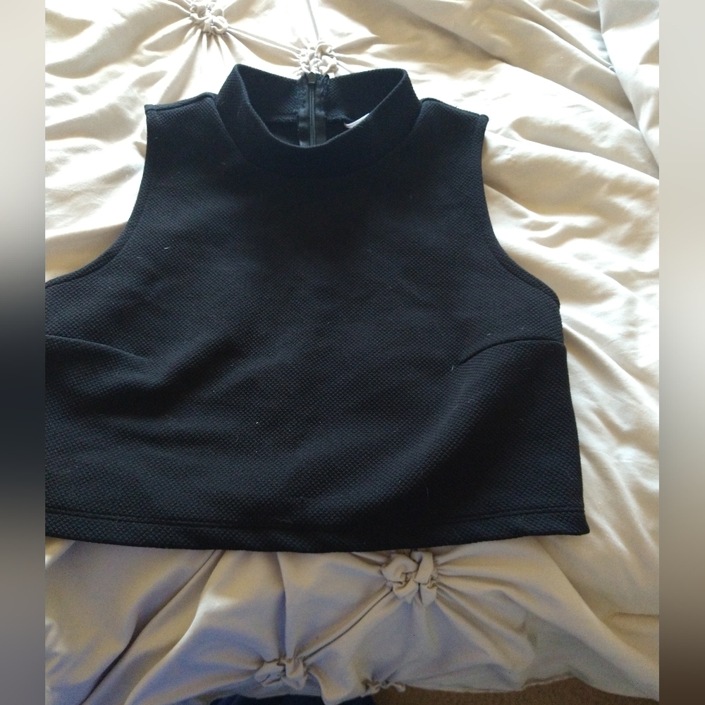Crop top with mock turtle neck